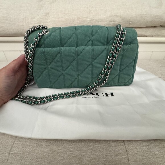 NWT COACH Quilted Tabby Ivy Silver Denim Shoulder Bag 26 - Picture 9 of 9